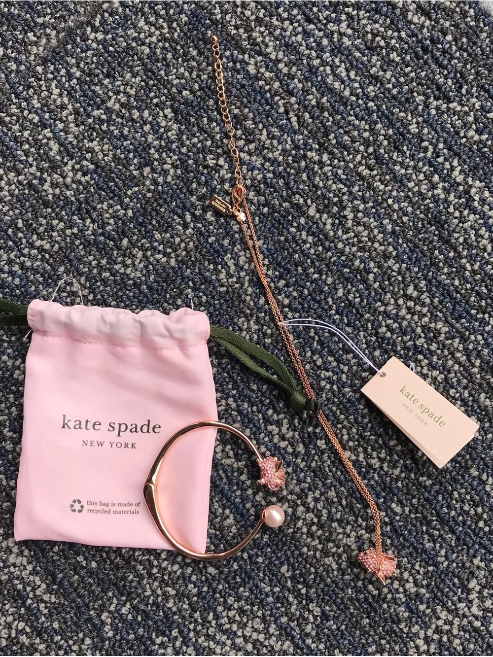 kate spade Rose Gold, When Pigs Fly Collection, Necklace and Bangle Set